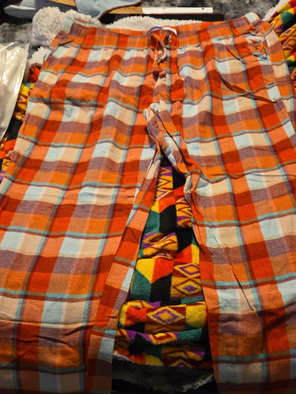Old Navy Orange Plaid Flannel Lounge Pants
